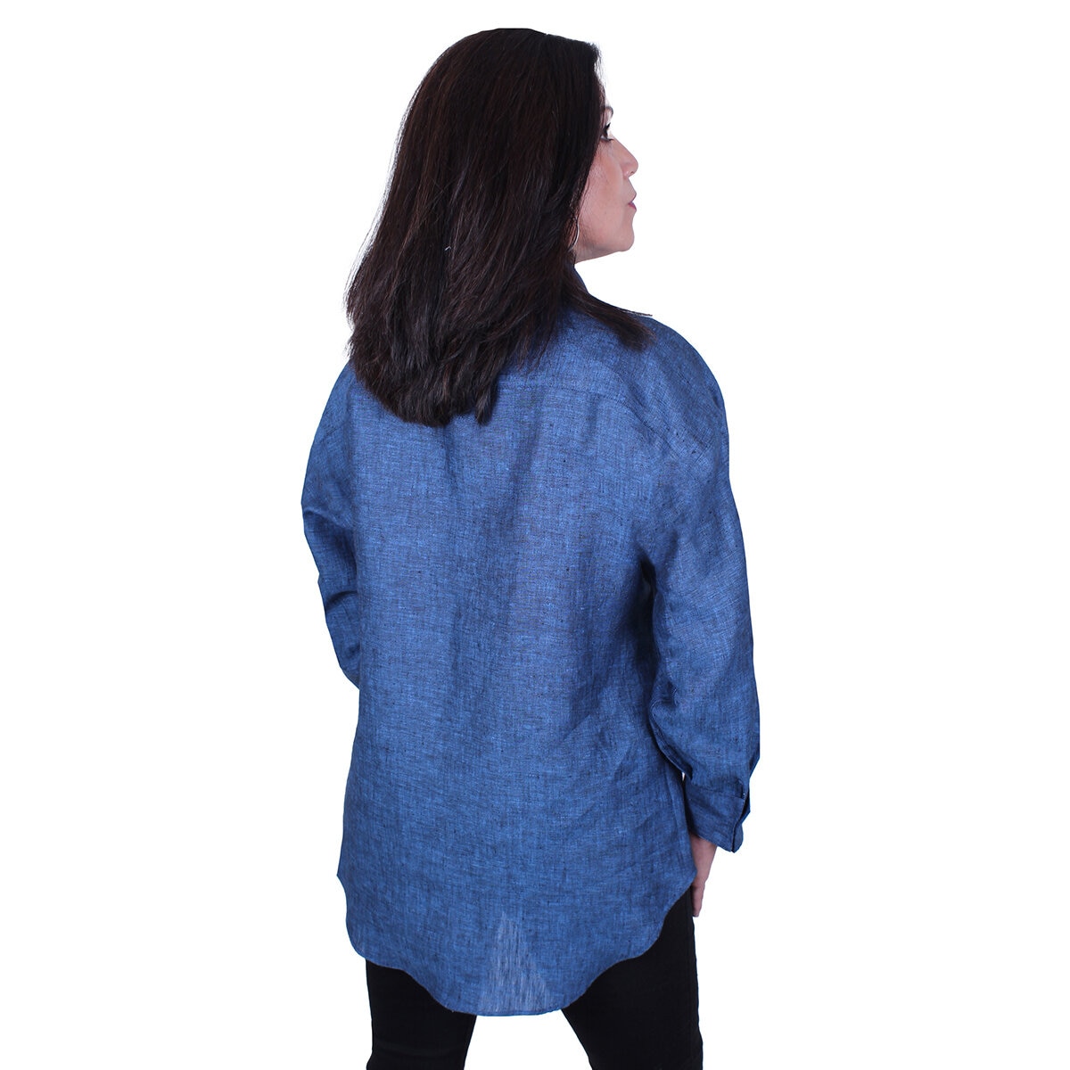 Emporio Colombo, Blusa Oversize de Lino para Dama en Varias Tallas, Color Azul