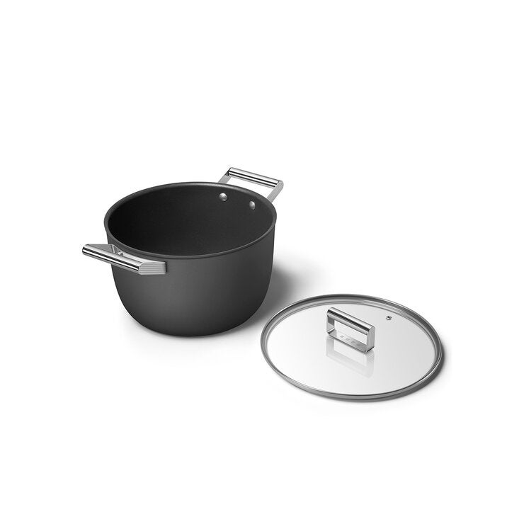 Smeg Olla de 26cm con Tapa de Cristal negro Smeg Olla de 26cm con Tapa de Cristal negro