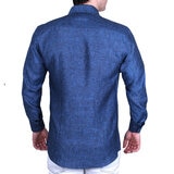 Emporio Colombo, Camisa de Lino para Caballero Corte Regular/Slim en Varias Tallas, Color Azul