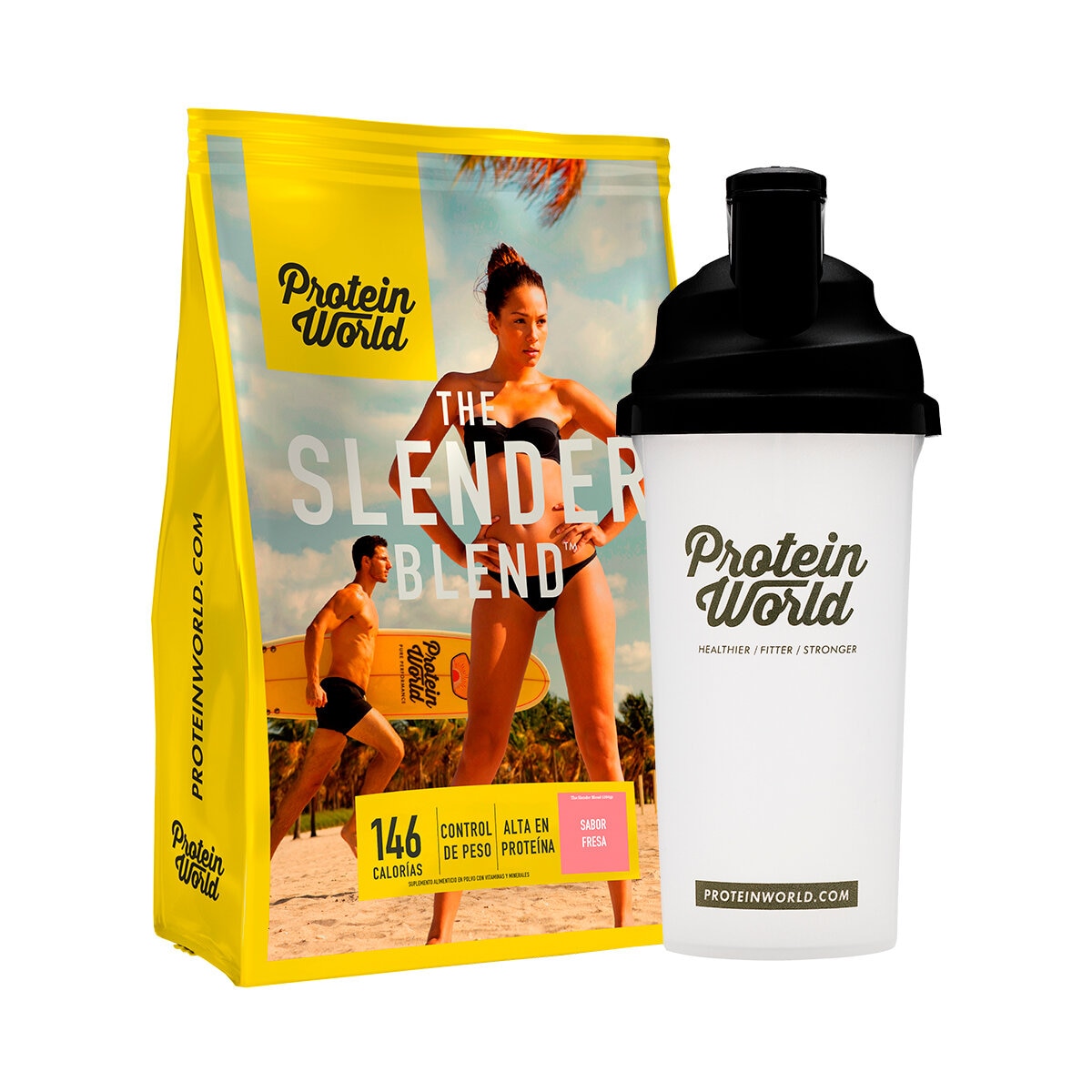 Protein World Slender Proteína en Polvo Sabor Fresa 1.2 kg