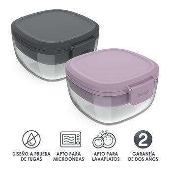 Bentgo Glass Recipientes Para Ensalada de Vidrio Todo en Uno 2 Piezas