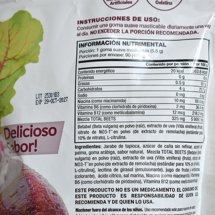 Force Factor Total Beets con extracto de uva 90 gomas suaves