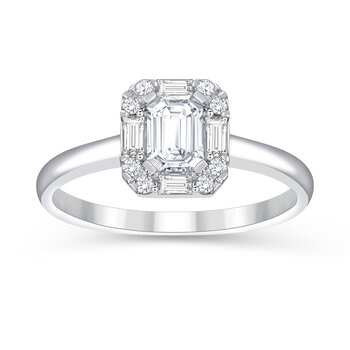 Anillo de Compromiso, Diamantes 0.85ctw, Oro Blanco de 14K Anillo de Compromiso, Diamantes 0.85ctw, Oro Blanco de 14K