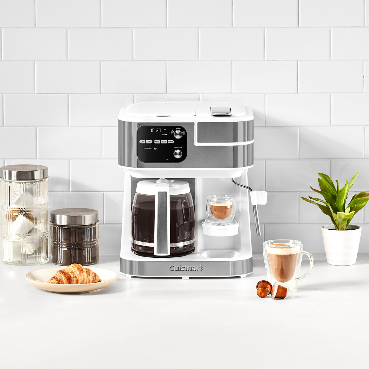 Cuisinart Cafetera Multifuncional 4 en 1, Compatible con Cápsulas Keurig K-Cup, Nespresso original Line