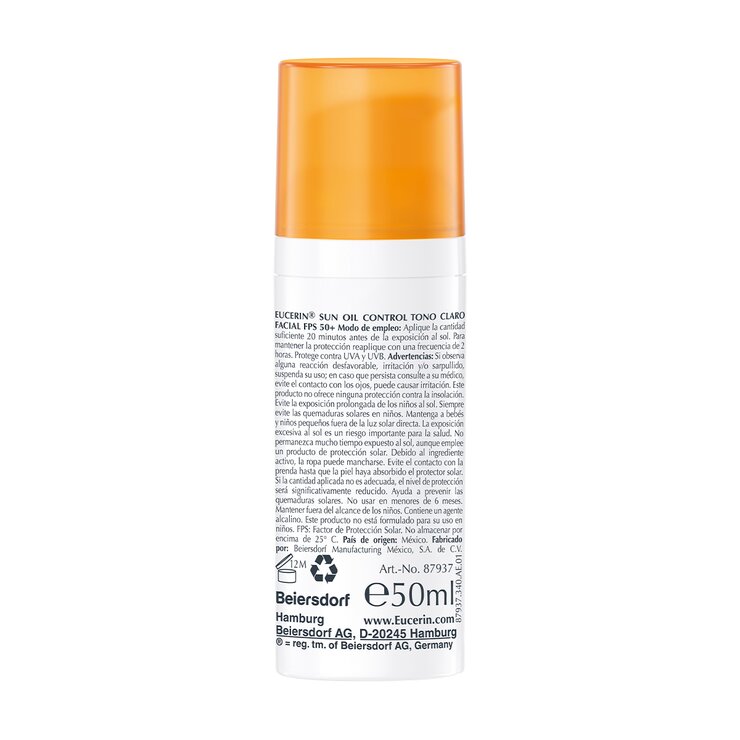 Eucerin Protector Solar FPS 50+ Oil Control Tono Claro 50 ml