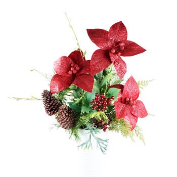 ETG, Arreglo Navideño con Nochebuenas, Piñas y Berries