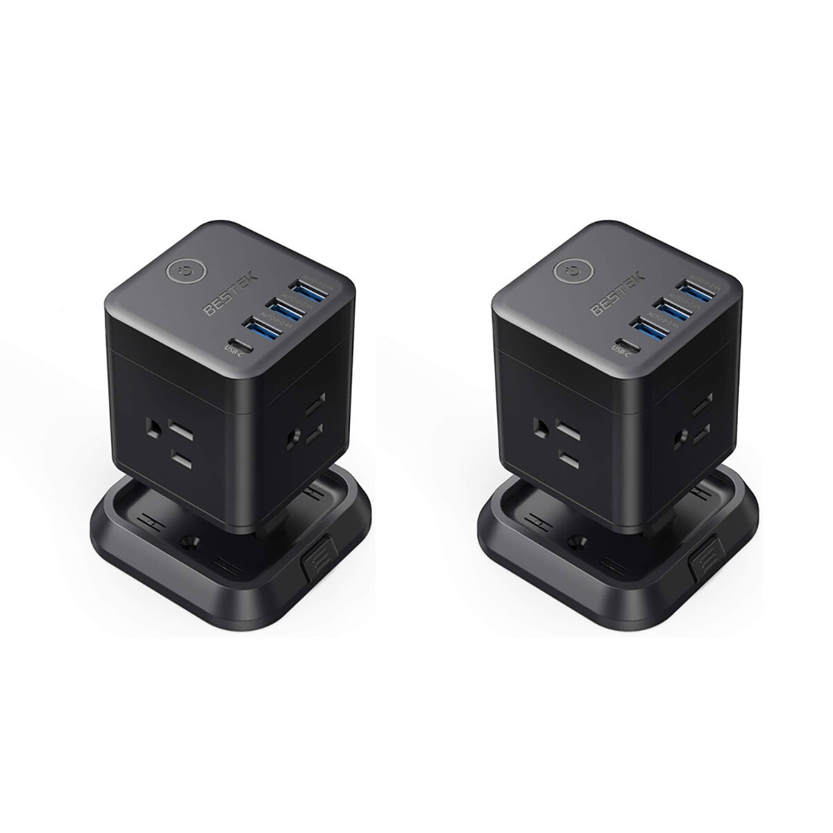 Bestek, Paquete de 2 Multicontactos tipo Cuadro MRJ3003-02-BK - Negro