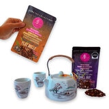 Zoma Tea Collection Juego de Tetera de Porcelana de 720 ml con 6 tazas y 2 sobres de té
