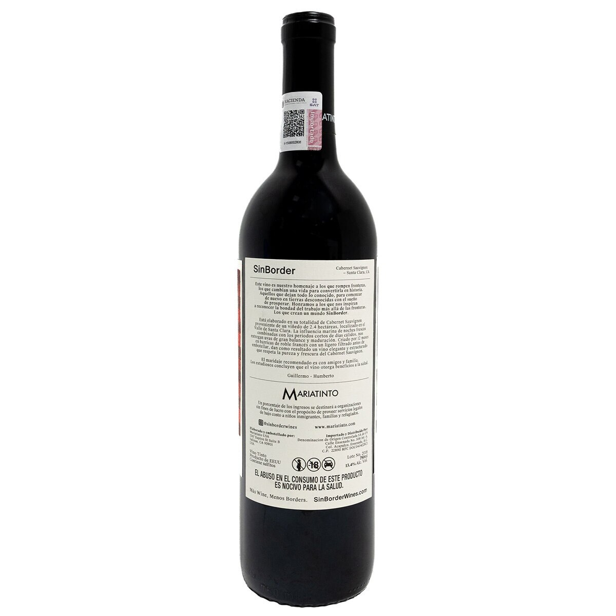 Vino Tinto Sinborder Cabernet Sauvignon 750 ml