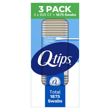Q-Tips Cotonetes de Algodón 3 paquetes de 625 pzas