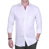 Emporio Colombo, Camisa de Lino para Caballero Corte Regular/Slim en Varias Tallas, Color Hueso