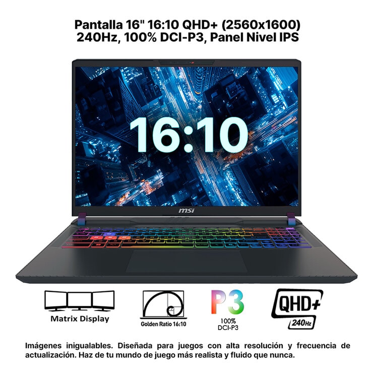 MSI Vector 16 Laptop Gaming 16" QHD+ Intel Core Ultra 9 32GB 1TB SSD