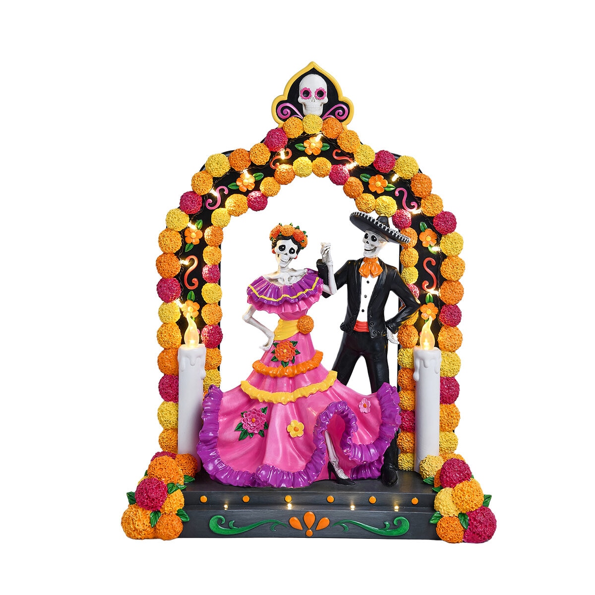 Pareja de Día de Muertos Bailando con Luces LED Pareja de Día de Muertos Bailando con Luces LED