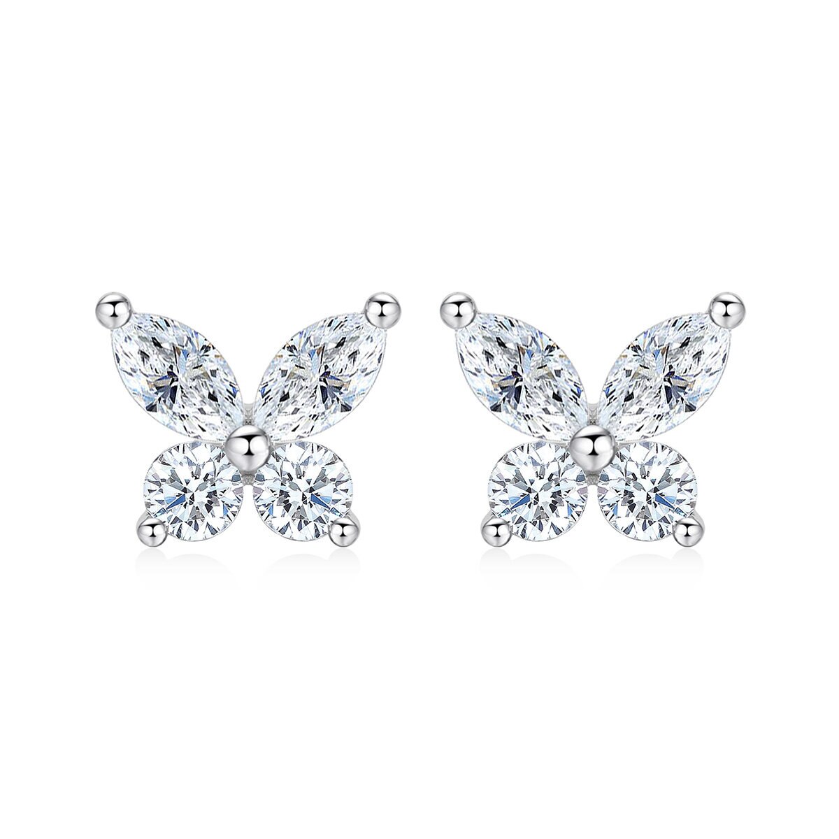Aretes de Diamantes 0.58ctw, Forma Mariposa, Oro Blanco 14K Aretes de Diamantes 0.58ctw, Forma Mariposa, Oro Blanco 14K