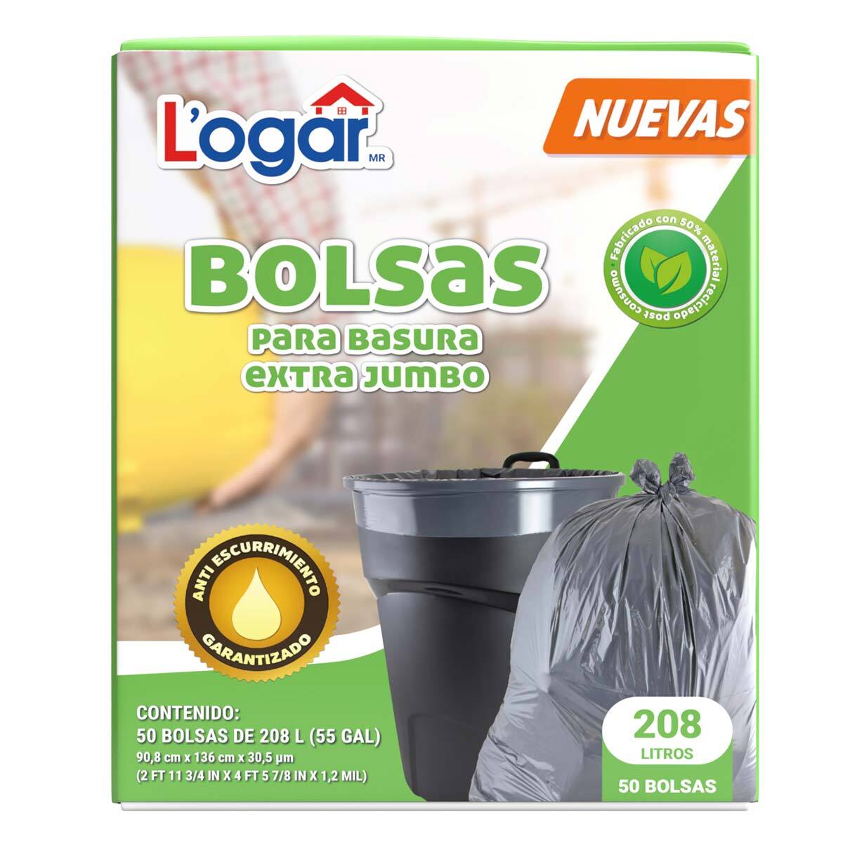 Reli. Bolsas de basura para contratistas de 55 galones resistentes | 20  bolsas con lazos | Bolsas de basura para construcción | Industriales |  Extra