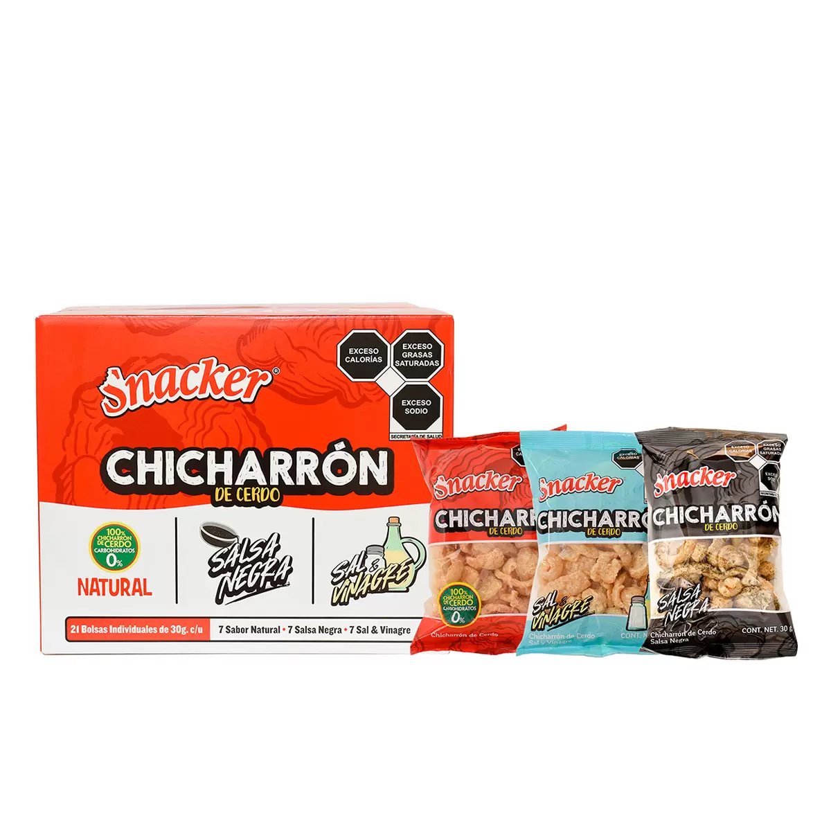 Snacker Chicharrón de Cerdo Paquete Surtido 21 pzas de 30 g