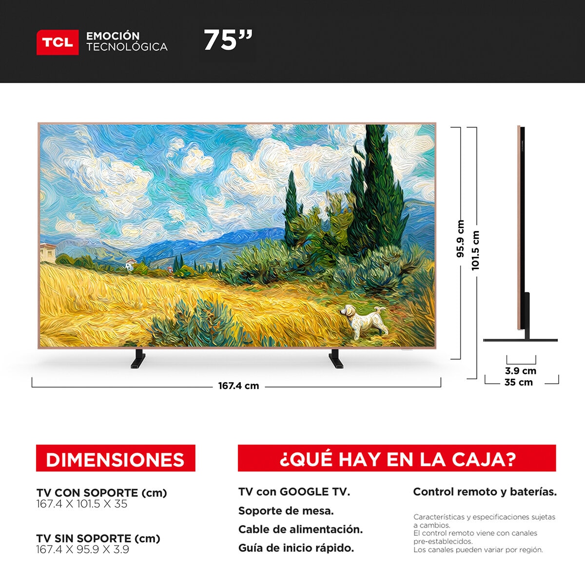 TCL Pantalla 75" QLED 4K NXTVISION Google TV