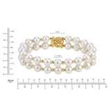 Pulsera de Perlas Cultivadas 7-8mm con Dos Filas, Oro Amarillo de 14K