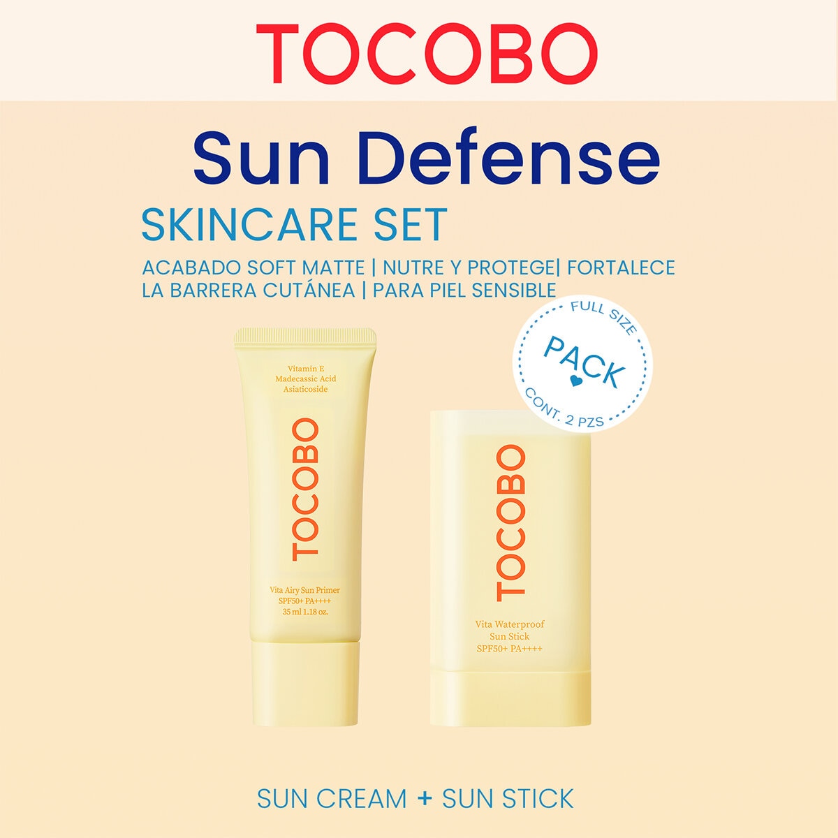 Tocobo, Sun Defense, Set de 2 piezas, Crema en Gel y Prebase Solar