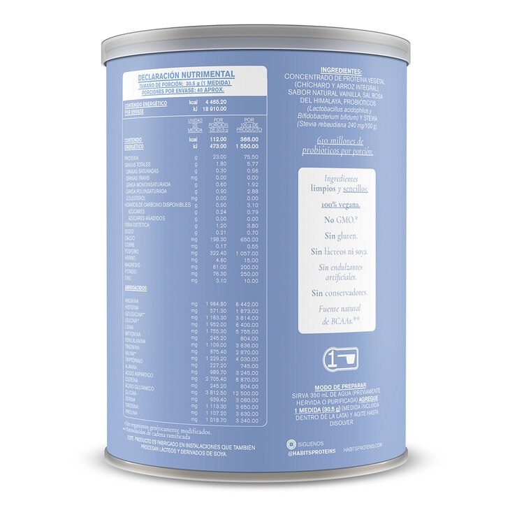 Habits by Not A Fancy Kitchen Proteína Vegetal Vainilla 1.22 kg