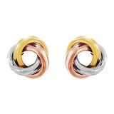 Aretes, Nudo de Amor, Tricolor de Oro 14K