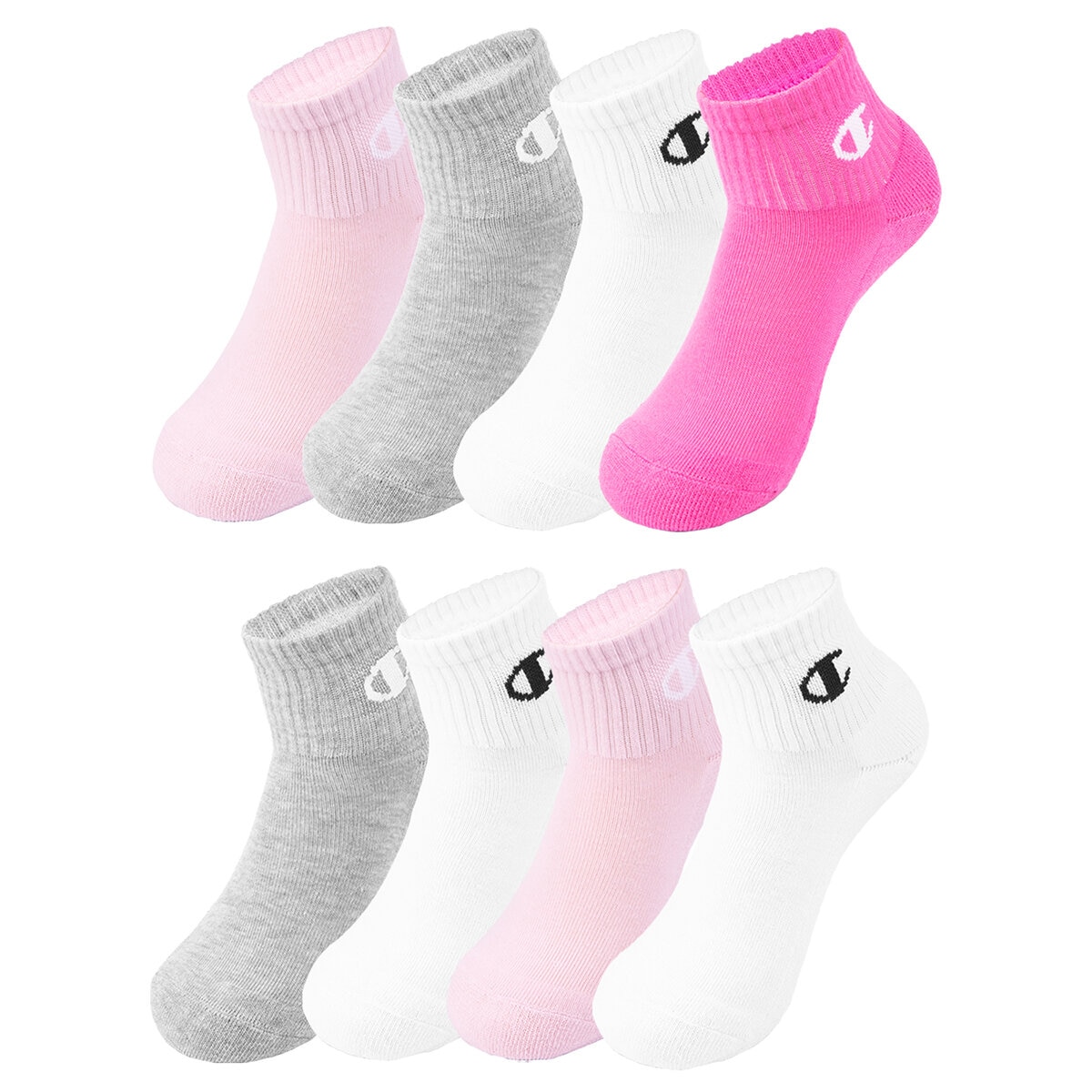 Champion Calcetines para Niños 8 pares Rosa / Blanco / Gris 20 cm - 22 cm