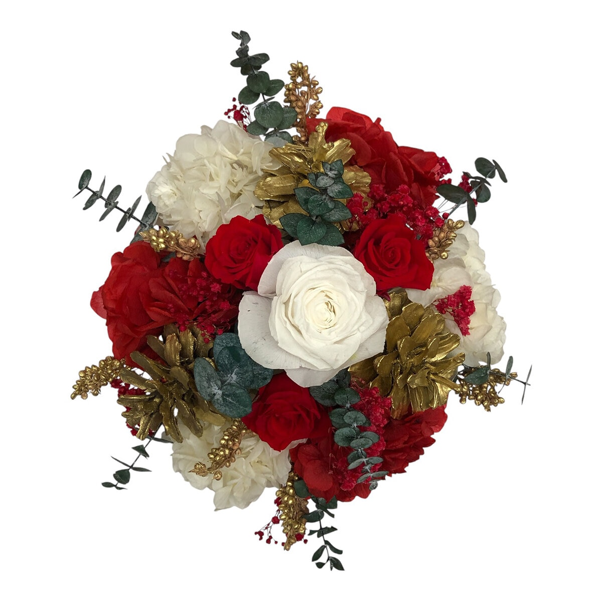 Bouquet Navidad, Caja Negra Listón de Cuadros Bouquet Navidad, Caja Negra Listón de Cuadros