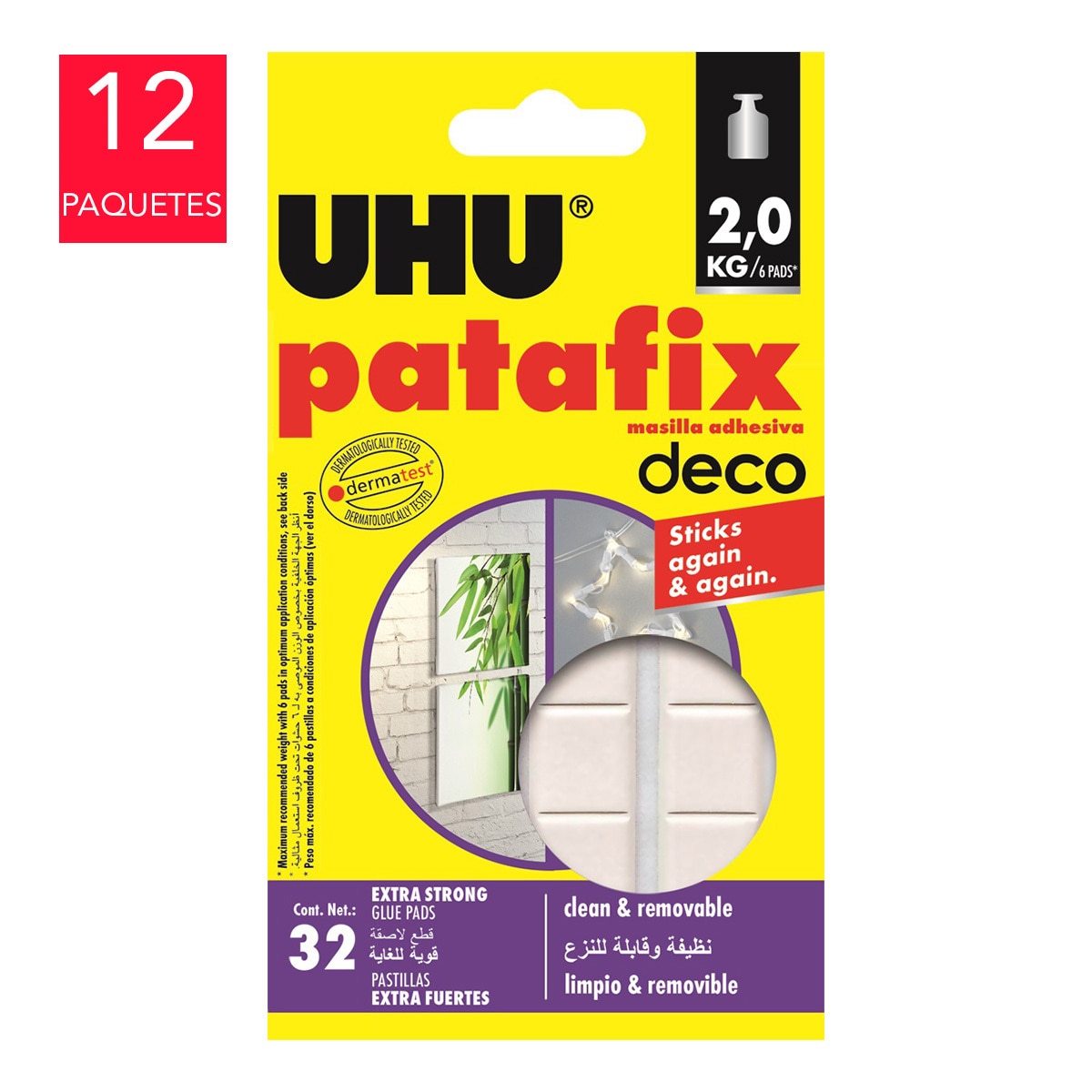 UHU Patafix Masa Adhesiva 12 Paquetes