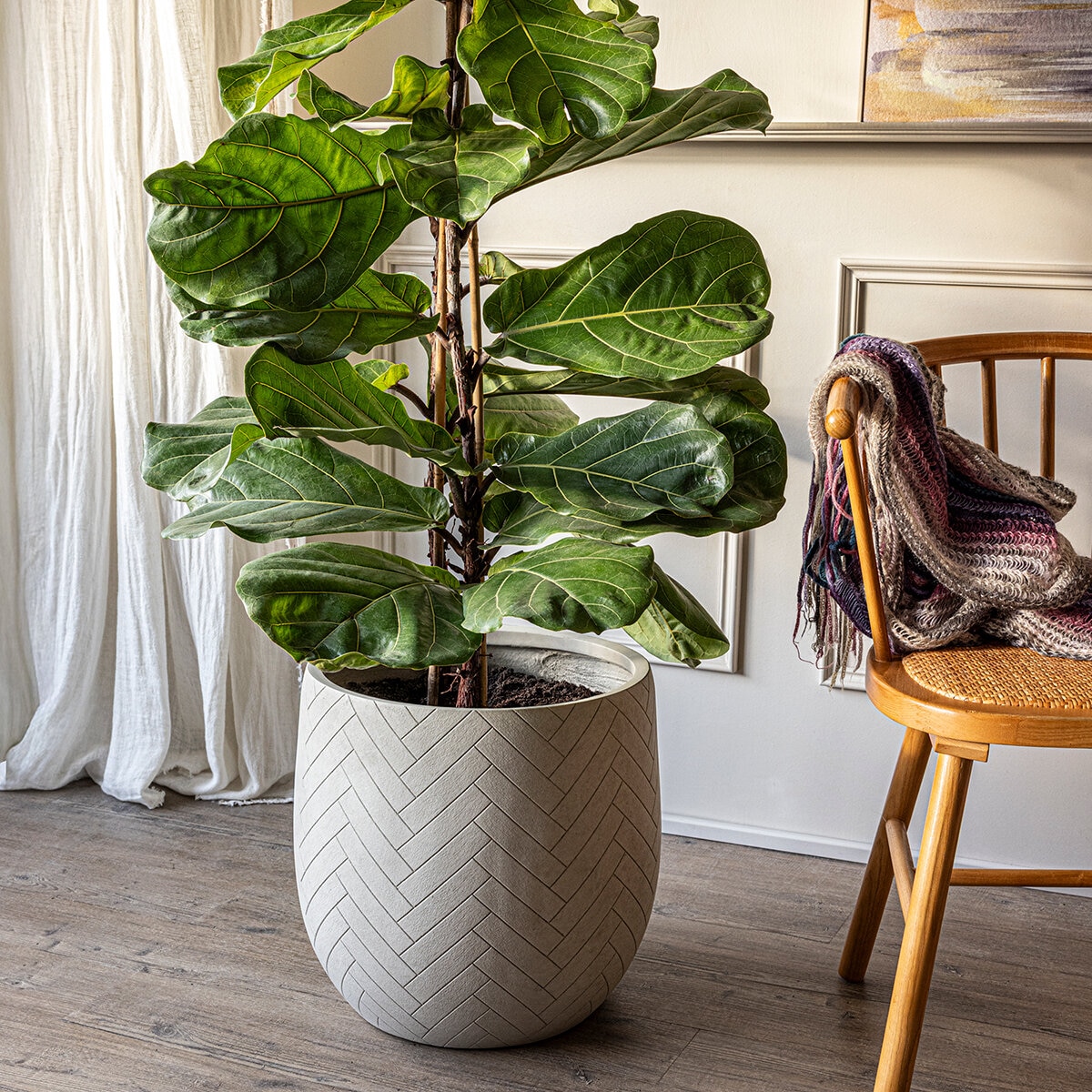 Over & Back, Tribes Maceta de Fibra de Arcilla Blanca Over & Back, Tribes Maceta de Fibra de Arcilla Blanca