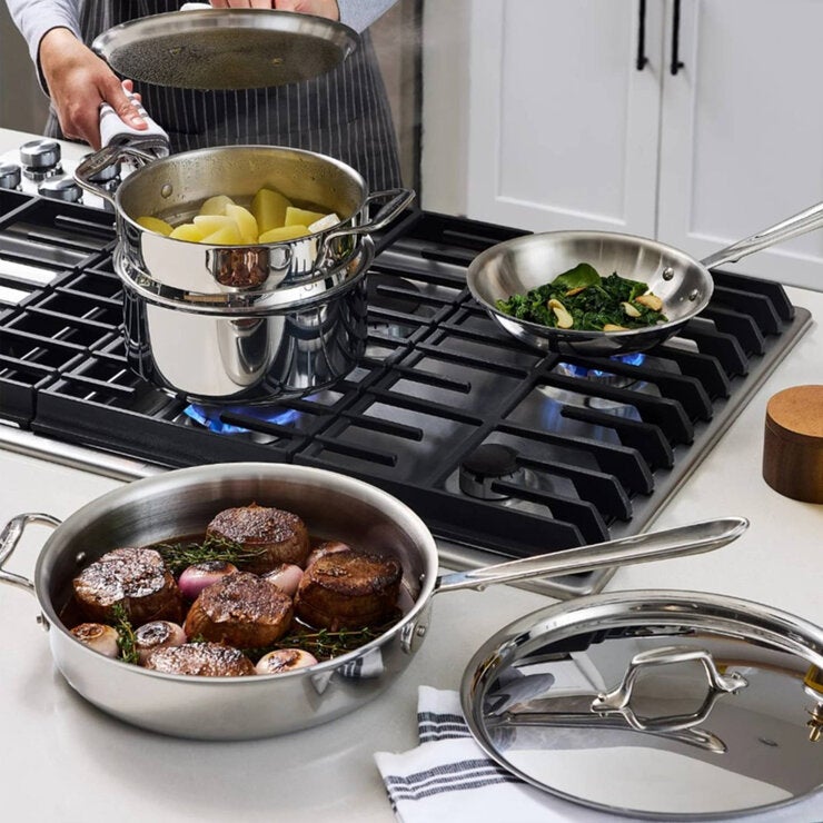 All-Clad, Batería de Cocina de 3 Capas de Acero Inoxidable, 13 Piezas All-Clad, Batería de Cocina de 3 Capas de Acero Inoxidable, 13 Piezas