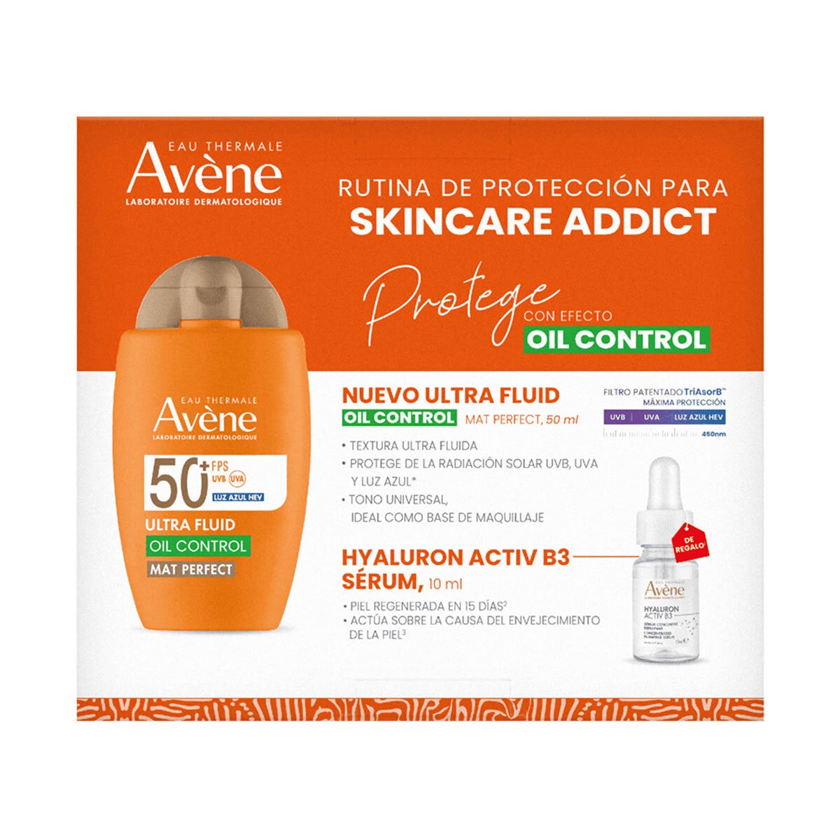 Avène Kit Protector Solar Ultra Fluid Oil Control Mat Perfect 50 ml + Mini Serum Hyaluron Activ B3 10 ml