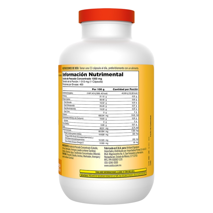 Kirkland Signature Aceite de Pescado 1,000 mg 400 cápsulas