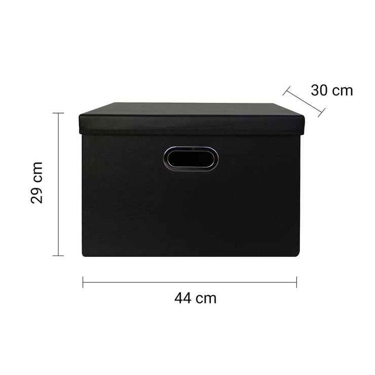 AG Box, Set de 3 Cajas de Almacenamiento de Piel Sintética Negras AG Box, Set de 3 Cajas de Almacenamiento de Piel Sintética Negras