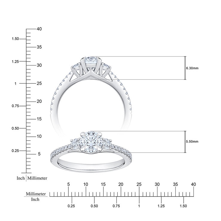 Anillo de Compromiso, 1.00ctw Diamantes, Oro Blanco 14K