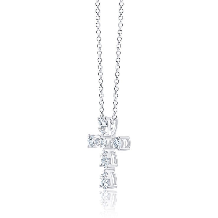 Dije de Cruz de Diamantes, 0,45 ct, Oro Blanco 14K