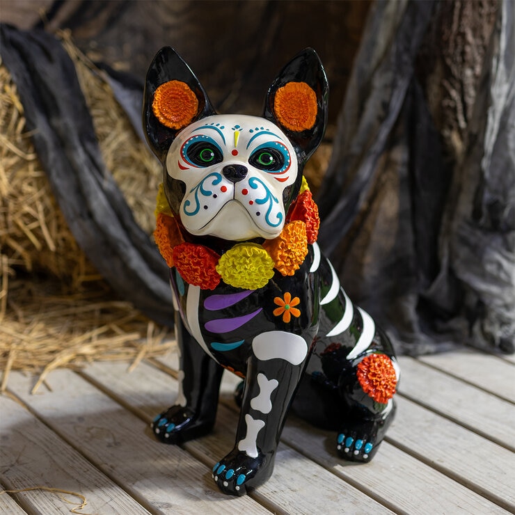Figura Decorativa Día de Muertos, Bulldog Francés Figura Decorativa Día de Muertos, Bulldog Francés