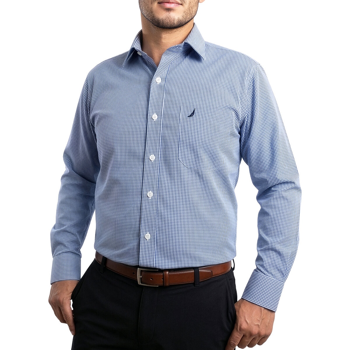 Nautica Camisa para Caballero Azul Cuello 15.5 Manga 32/33