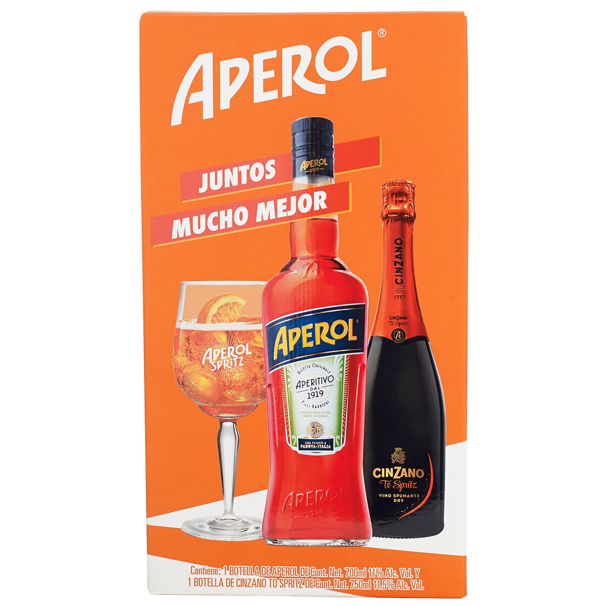 LICOR APEROL 700 ML +CINZANO 750ML C6L54P216
