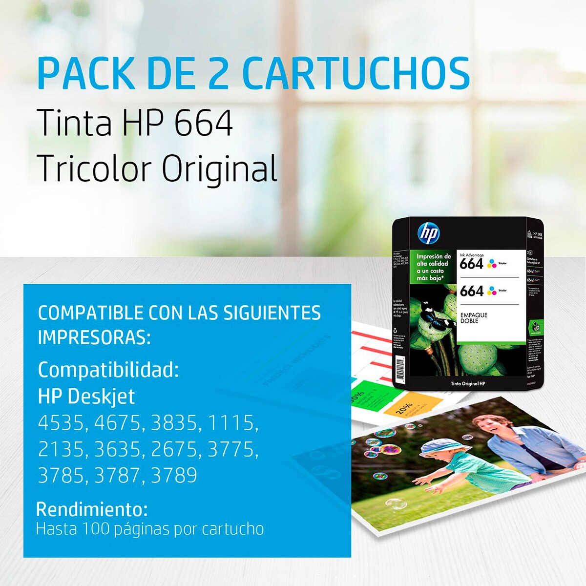 HP664 Cartucho de Tinta Tricolor