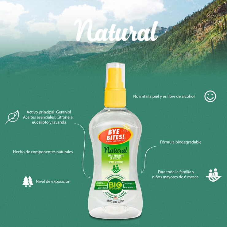 Bye Bites Natural Repelente de Insectos 2 pzas de 130 ml + Prevent en Gel Repelente de Insectos de 150 ml