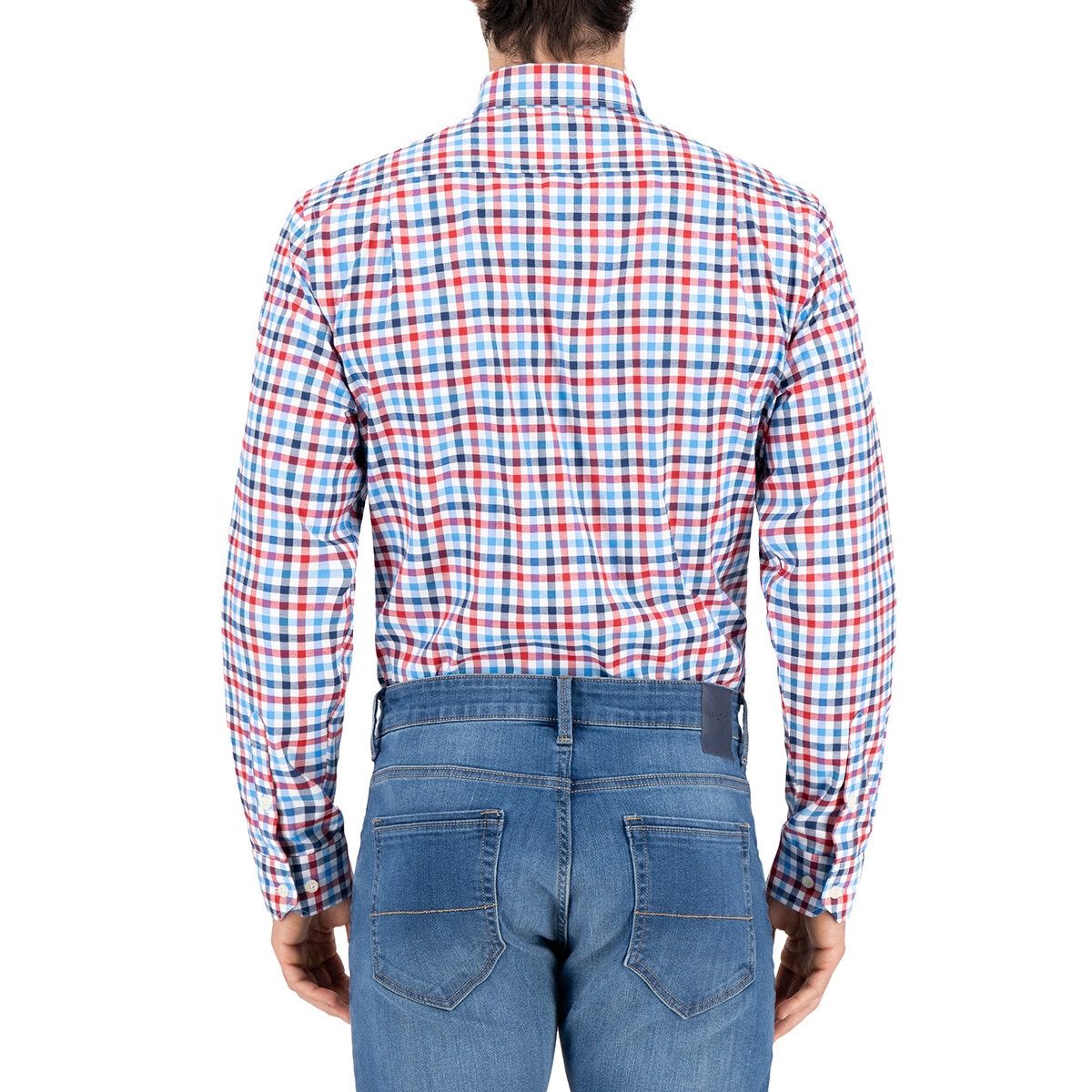 Nautica Camisa para Caballero Rojo y cuadros azules Extra Grande