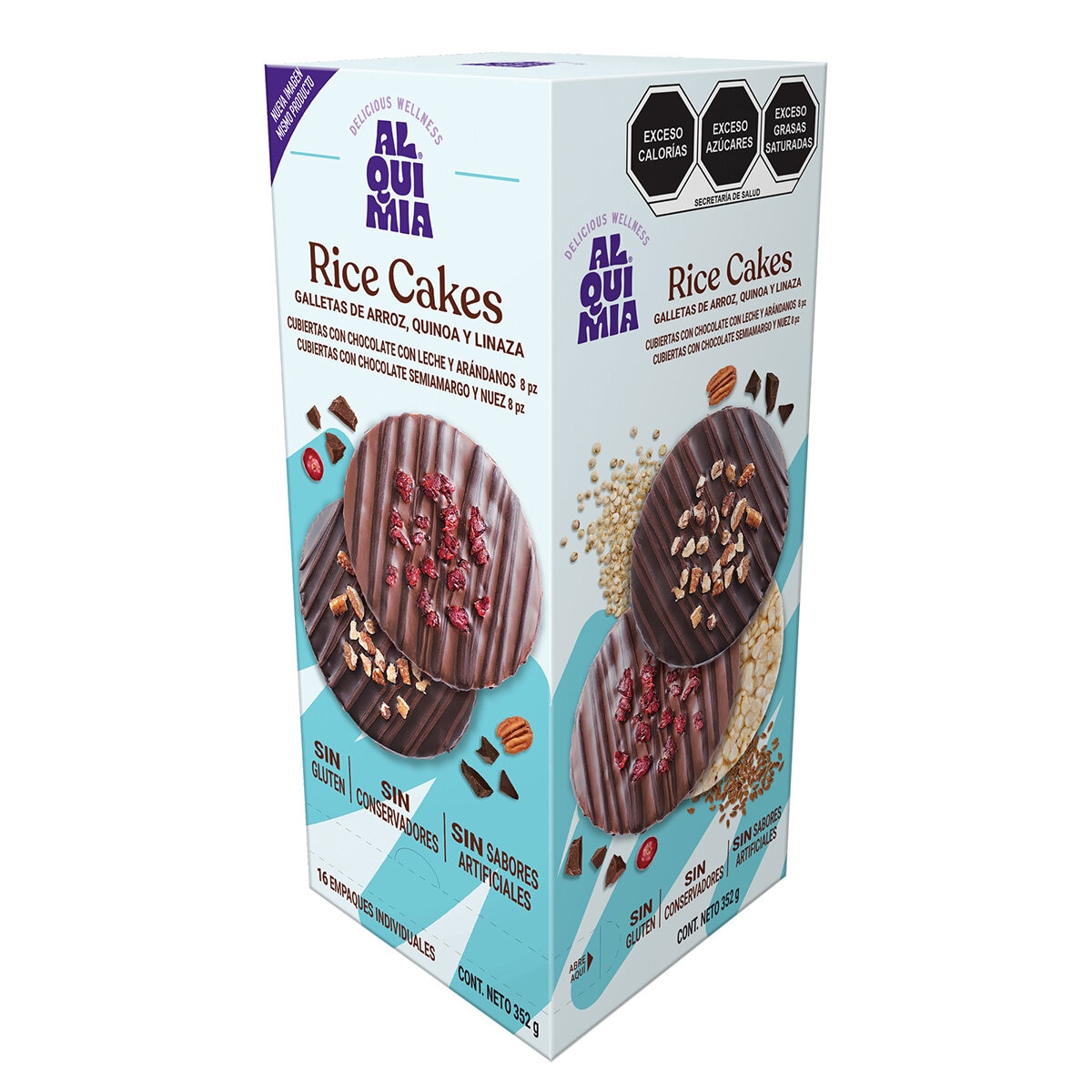 Alquimia Viva Galletas de Arroz, Quinoa y Linaza Cubiertas de Chocolate 352 g