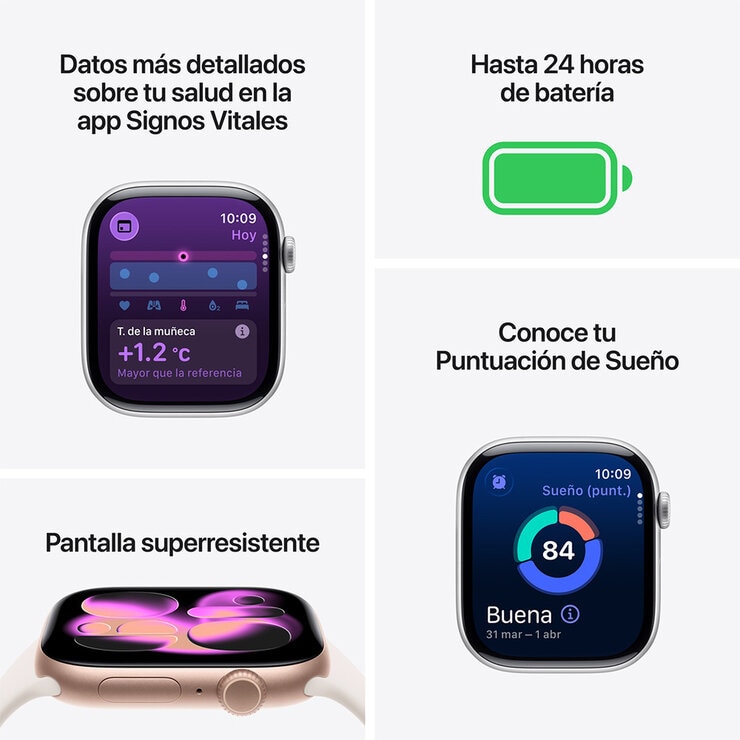 Apple Watch Series 11 (GPS + Celular) 42mm Aluminio Oro Rosa + Correa Deportiva Rubor Claro - Talla S/M