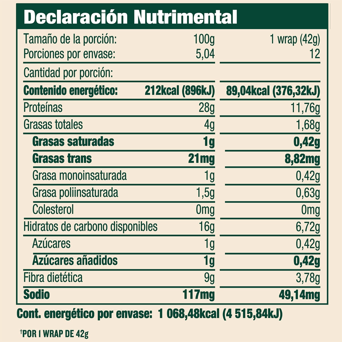 BFree Wraps de Proteína 504 g