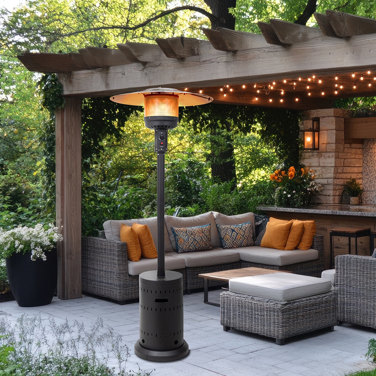 Fire Sense, Calefactor de Gas para exterior color negro