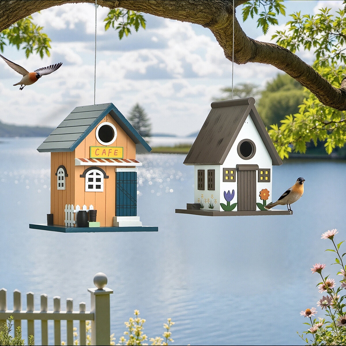 Stylecraft, Paquete de 2 Casitas para Ave de Madera