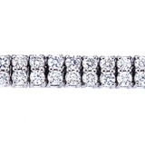 4.00ctw, Brazalete Doble de Diamantes, 17.78cm, Corte Redondo, Oro Blanco 14kt