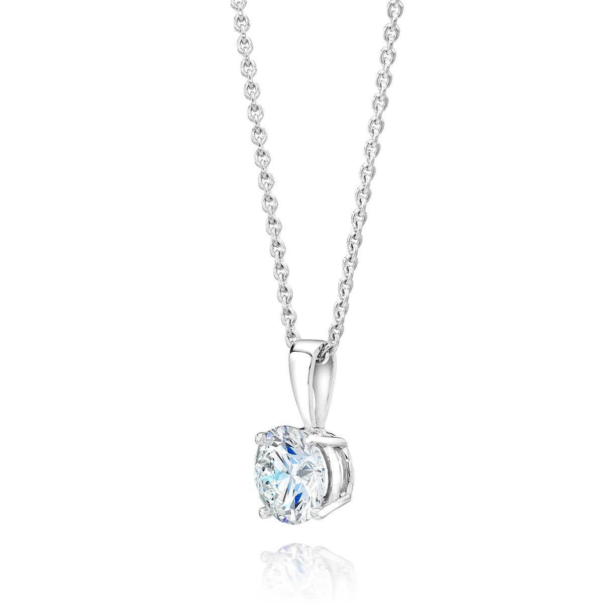1.00ct, Collar de Diamante Solitario, Oro Blanco de 18kt