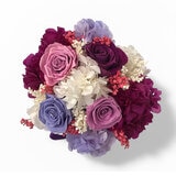 Mina'an Flor Eterna, Bouquet Mix Morado, Caja Blanca, Duración 6 Meses