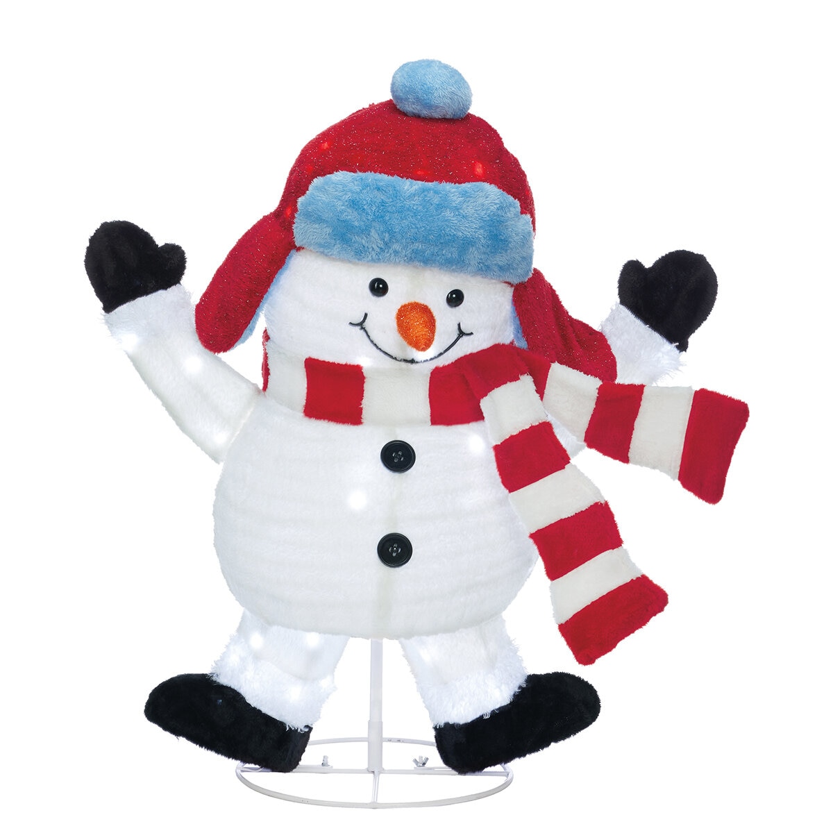 Familia de Muñecos de Nieve con Luces Parpadeantes